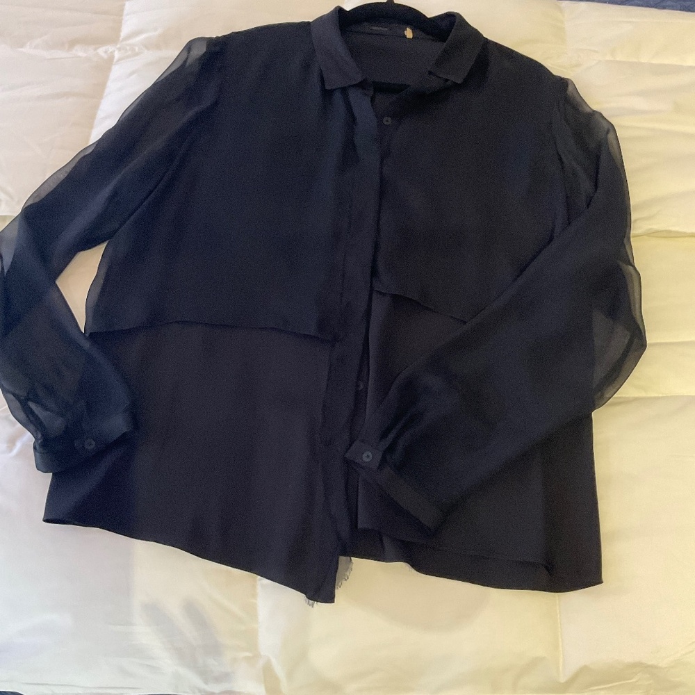 Elie Tahari black silk blouse large